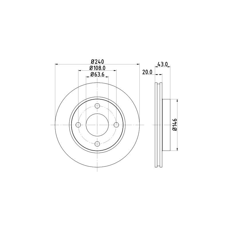 Disco freno asse anteriore - HELLA BRAKE