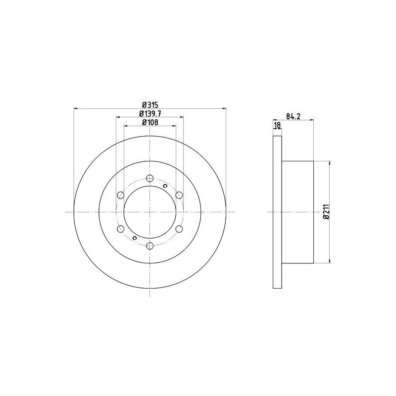 Disco freno asse posteriore - HELLA BRAKE