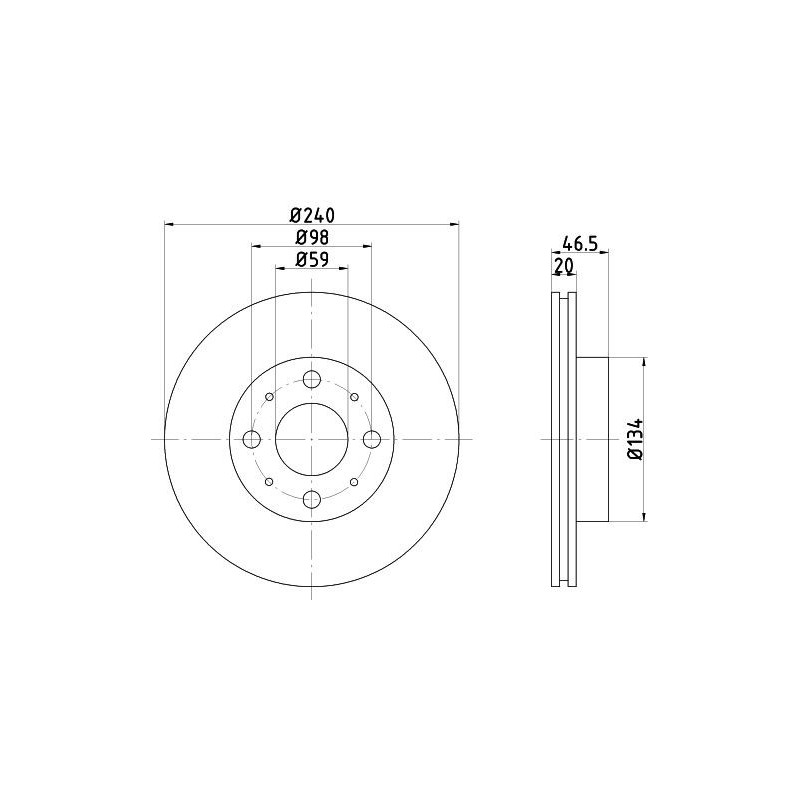 Disco freno asse anteriore - HELLA BRAKE