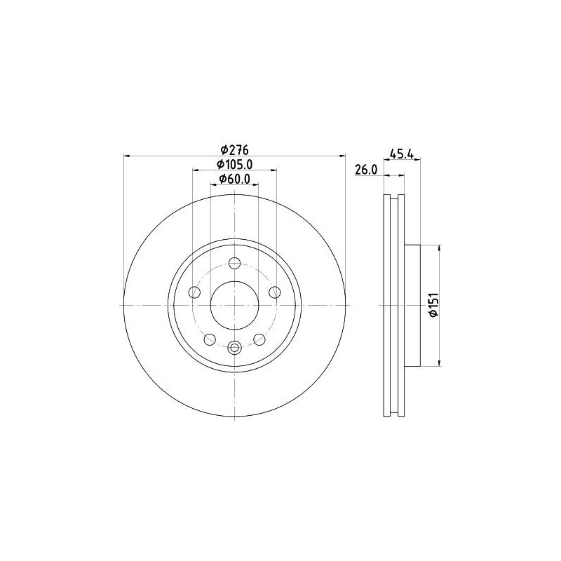 Disco freno asse anteriore - HELLA BRAKE