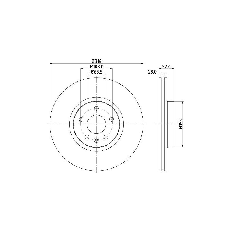 Disco freno asse anteriore - HELLA BRAKE