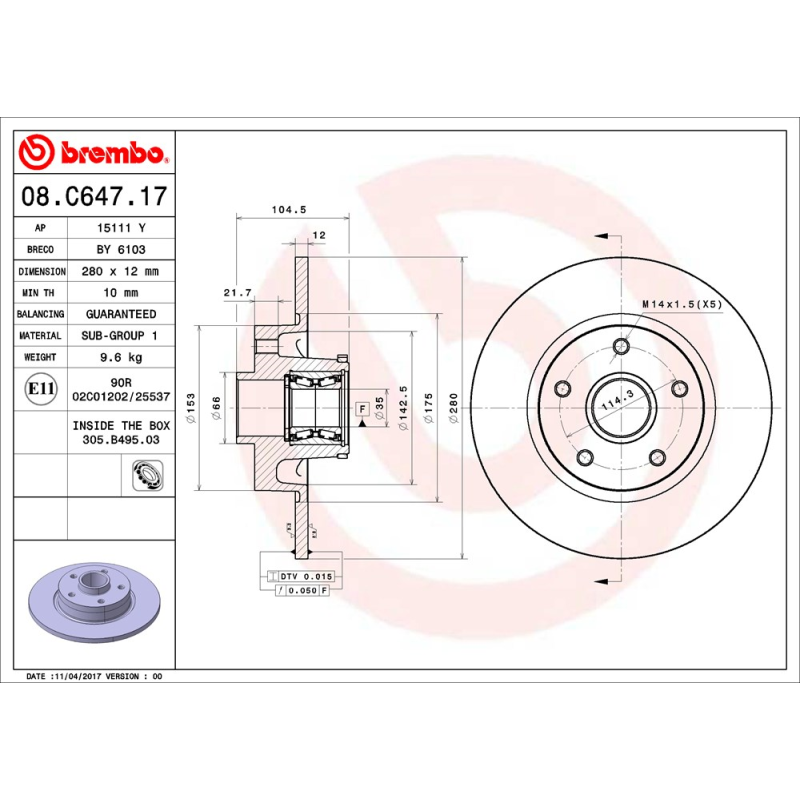 Disco freno asse posteriore - BREMBO