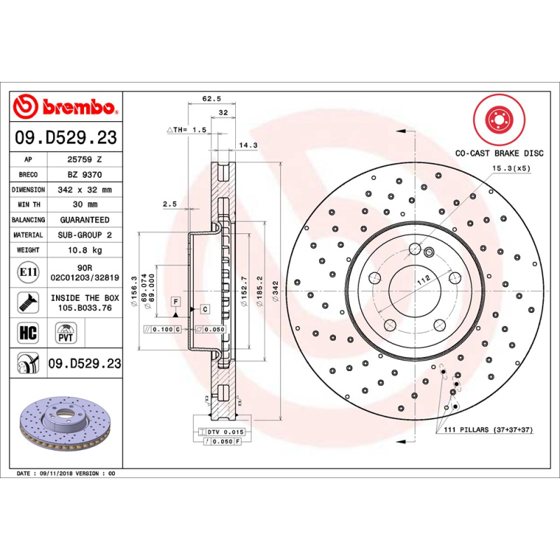 Disco freno asse anteriore - BREMBO