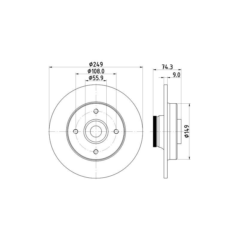 Disco freno asse posteriore - HELLA BRAKE