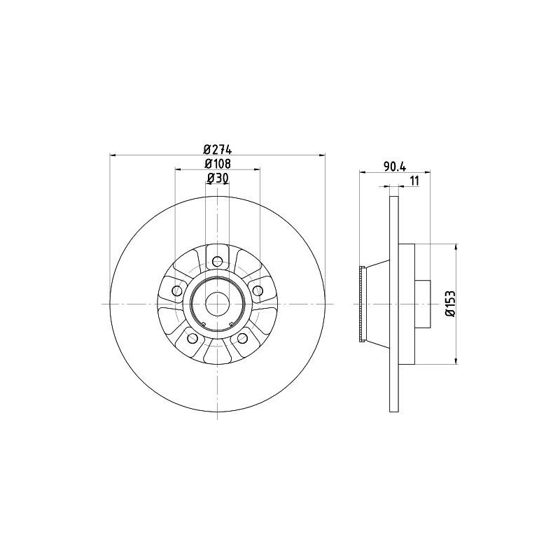 Disco freno asse posteriore - HELLA BRAKE
