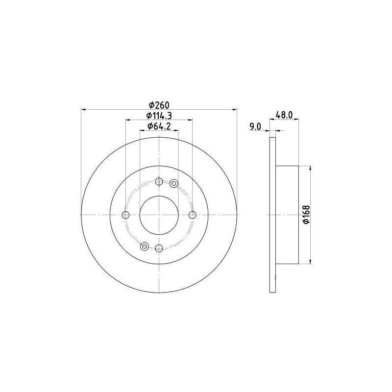 Disco freno asse posteriore - HELLA BRAKE