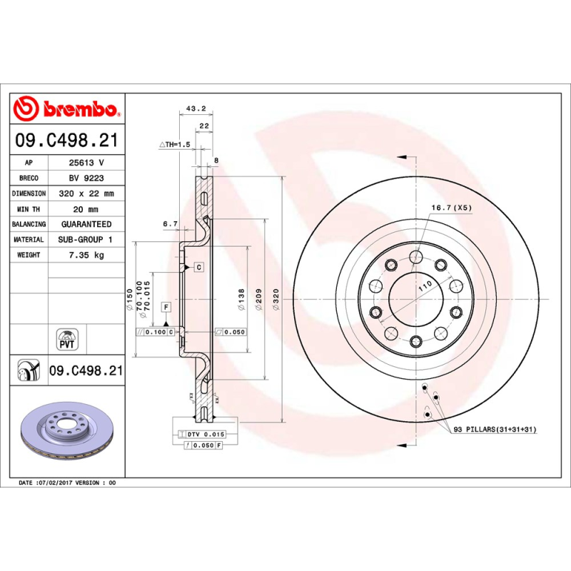 Disco freno asse posteriore - BREMBO