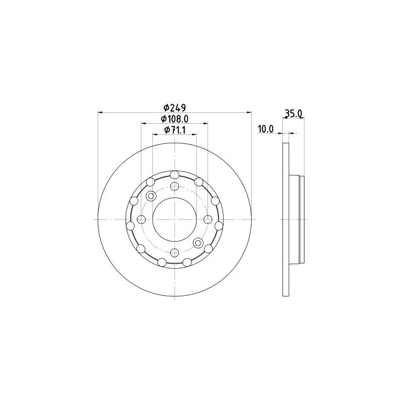 Disco freno asse posteriore - HELLA BRAKE