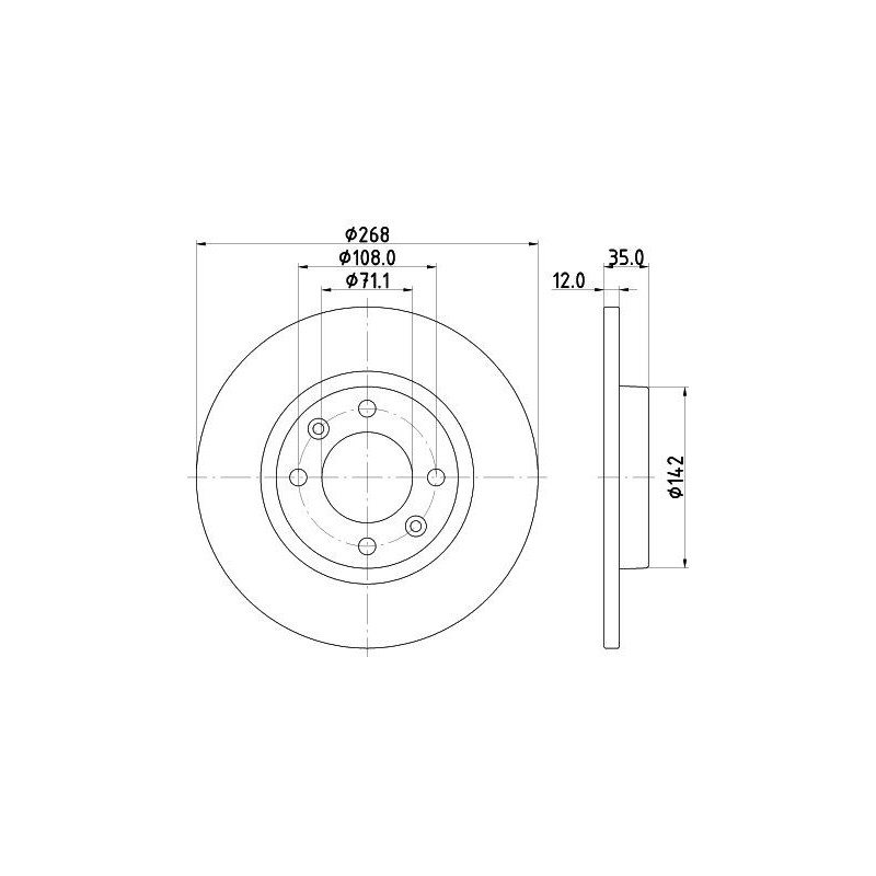 Disco freno asse posteriore - HELLA BRAKE