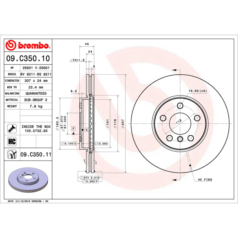 Disco freno asse anteriore - BREMBO