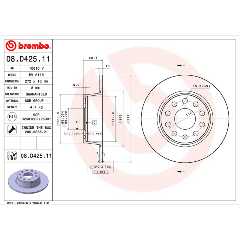 Disco freno asse posteriore - BREMBO