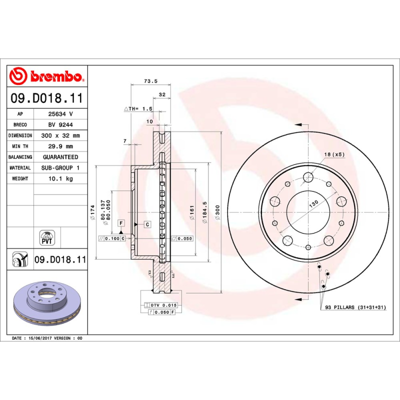 Disco freno asse anteriore - BREMBO