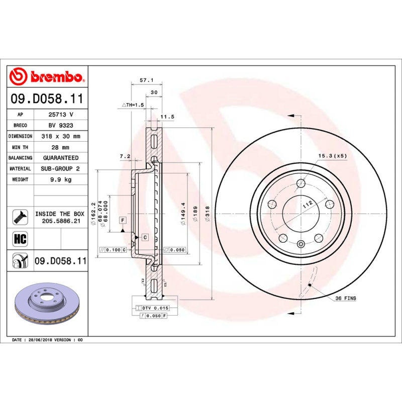 Disco freno asse anteriore - BREMBO