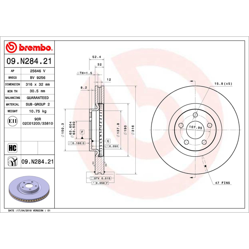 Disco freno asse anteriore - BREMBO