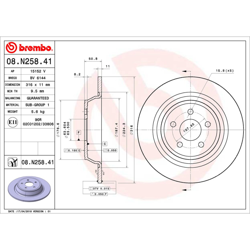Disco freno asse posteriore - BREMBO
