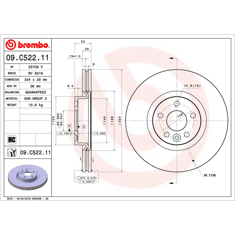 Disco freno asse posteriore - BREMBO