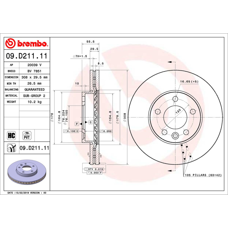 Disco freno asse anteriore - BREMBO