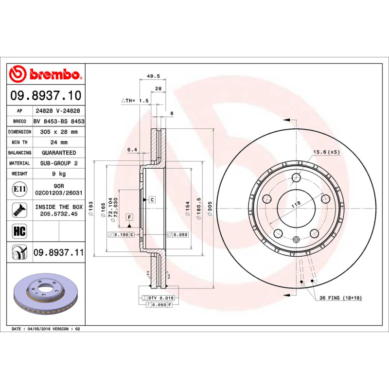 Disco freno asse anteriore - BREMBO