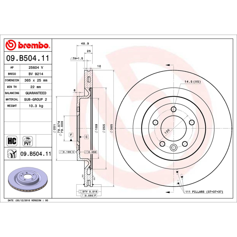 Disco freno asse posteriore - BREMBO
