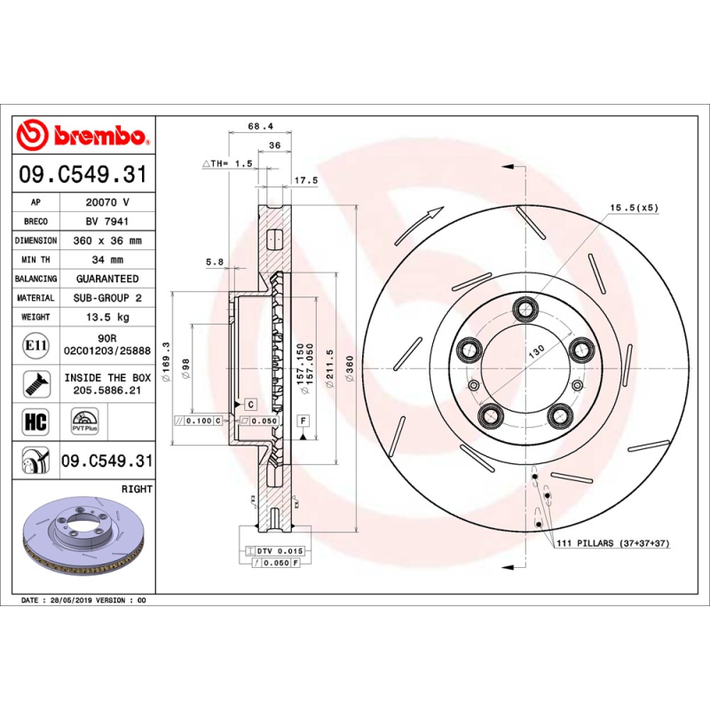 Disco freno asse anteriore - BREMBO