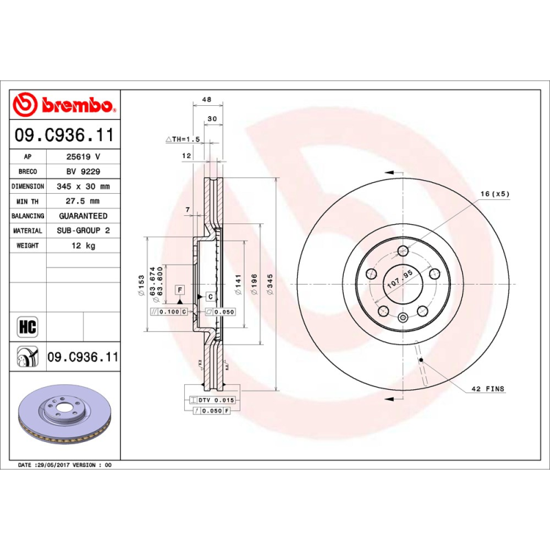 Disco freno asse anteriore - BREMBO