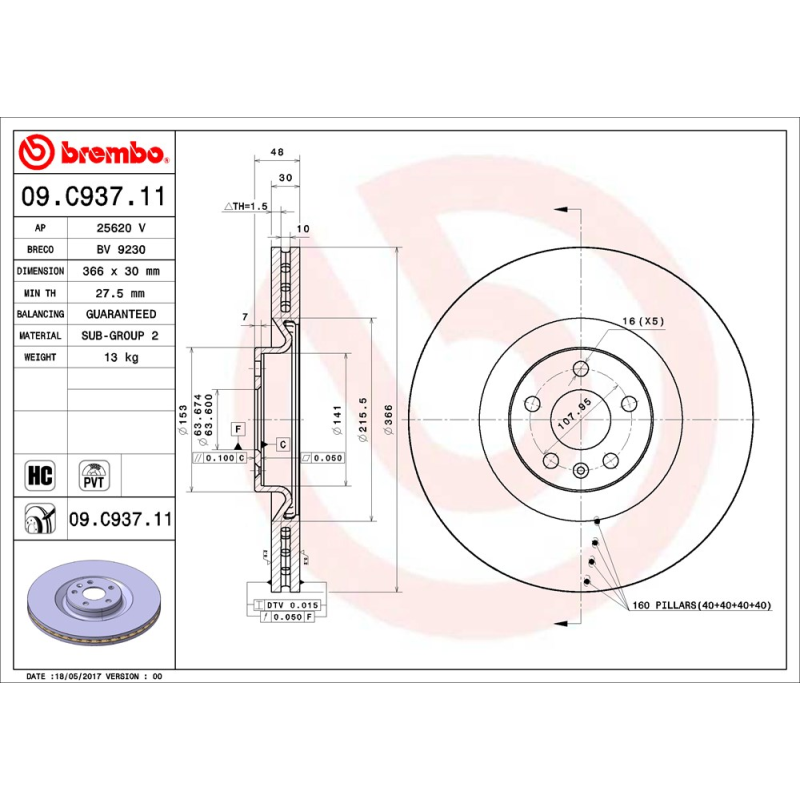 Disco freno asse anteriore - BREMBO