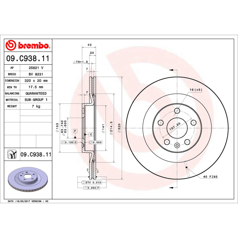 Disco freno asse posteriore - BREMBO