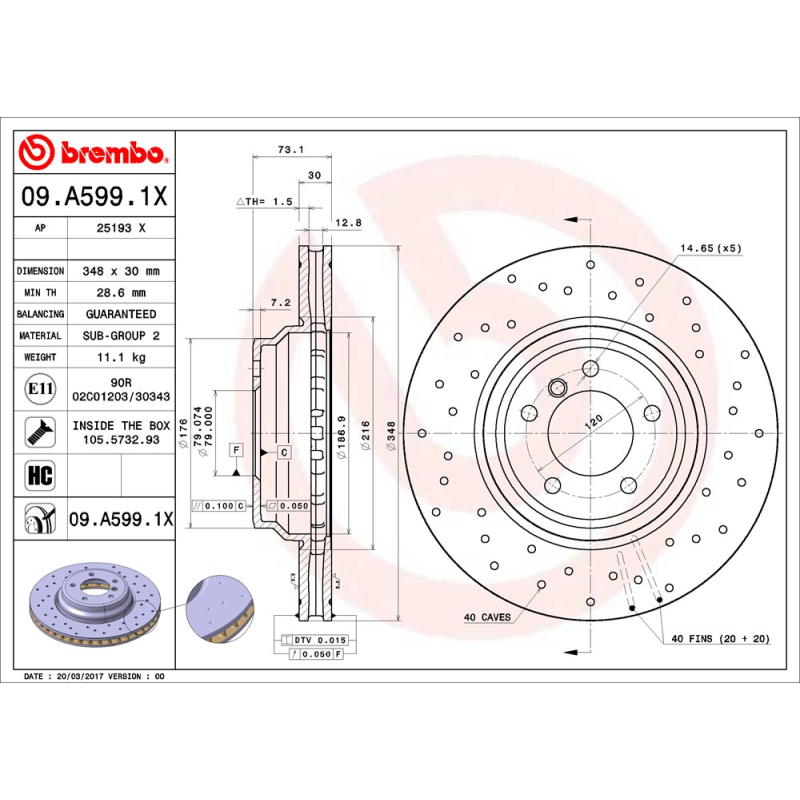 Disco freno asse anteriore - BREMBO