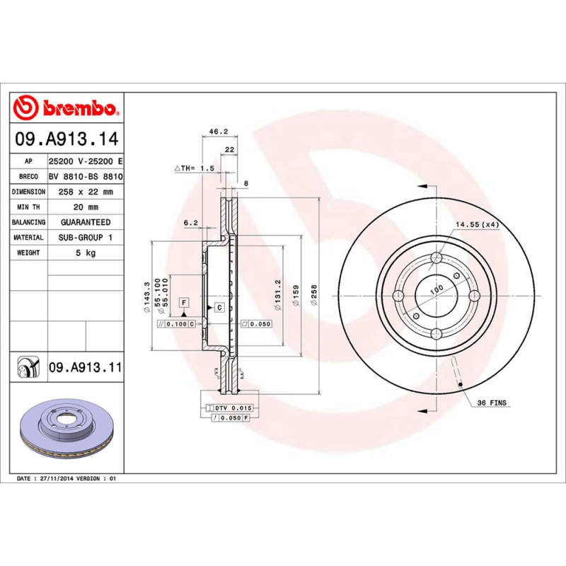 Disco freno asse anteriore - BREMBO