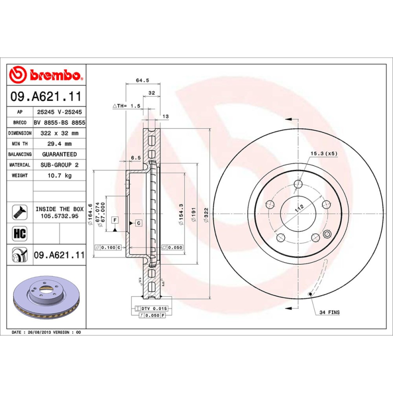 Disco freno asse anteriore - BREMBO
