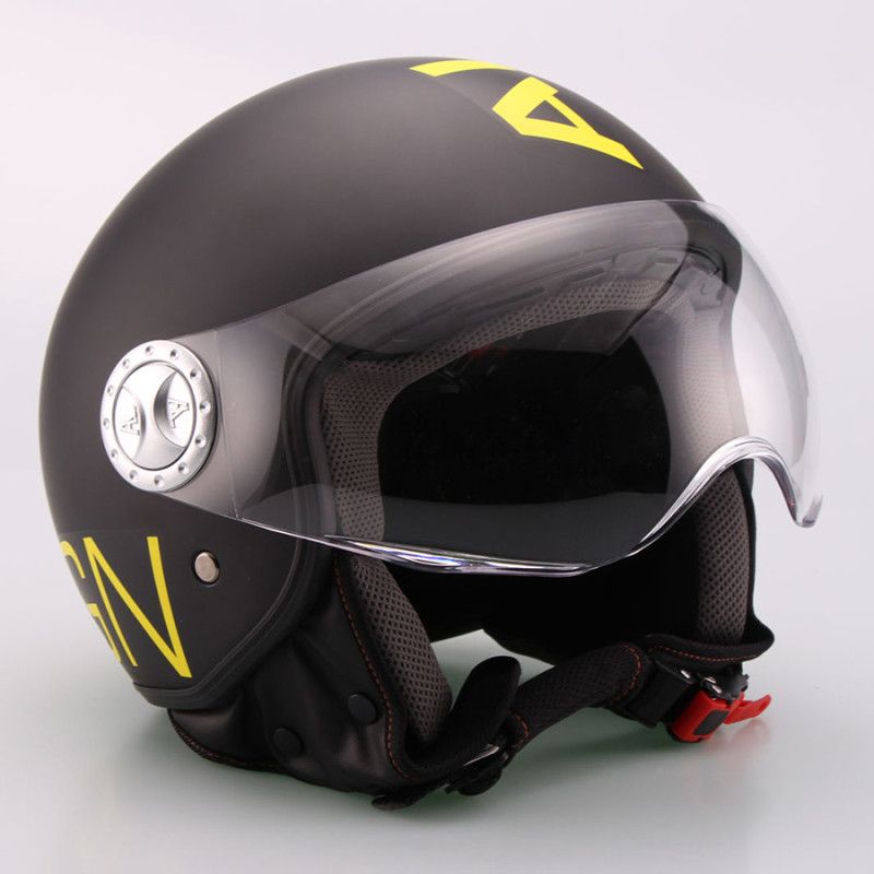 CASCO DEMI-JET MOD.101 V/ELIC AL NERO/GIALL -S