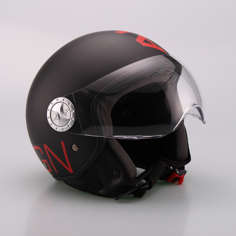 CASCO DEMI-JET MOD.101 V/ELIC AL NERO/ROSSO -S