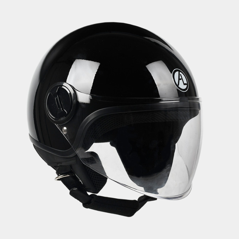 CASCO DEMI-JET MOD.107  V/LUNGA NERO MET. M