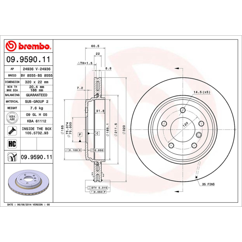 Disco freno asse posteriore - BREMBO