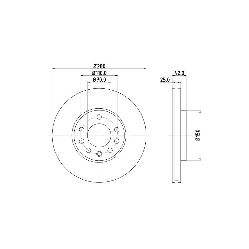 Disco freno asse anteriore - HELLA BRAKE