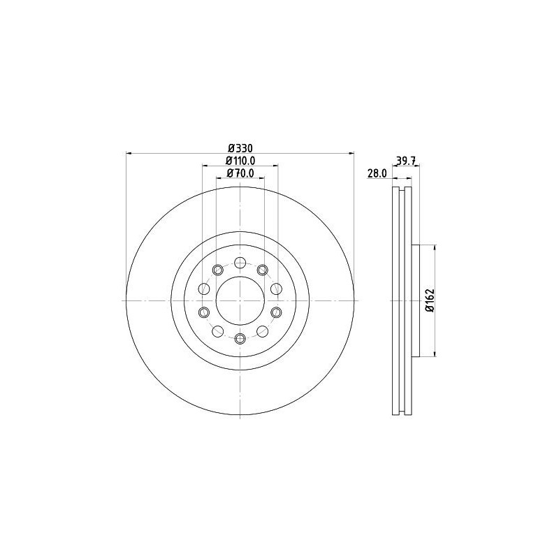 Disco freno asse anteriore - HELLA BRAKE