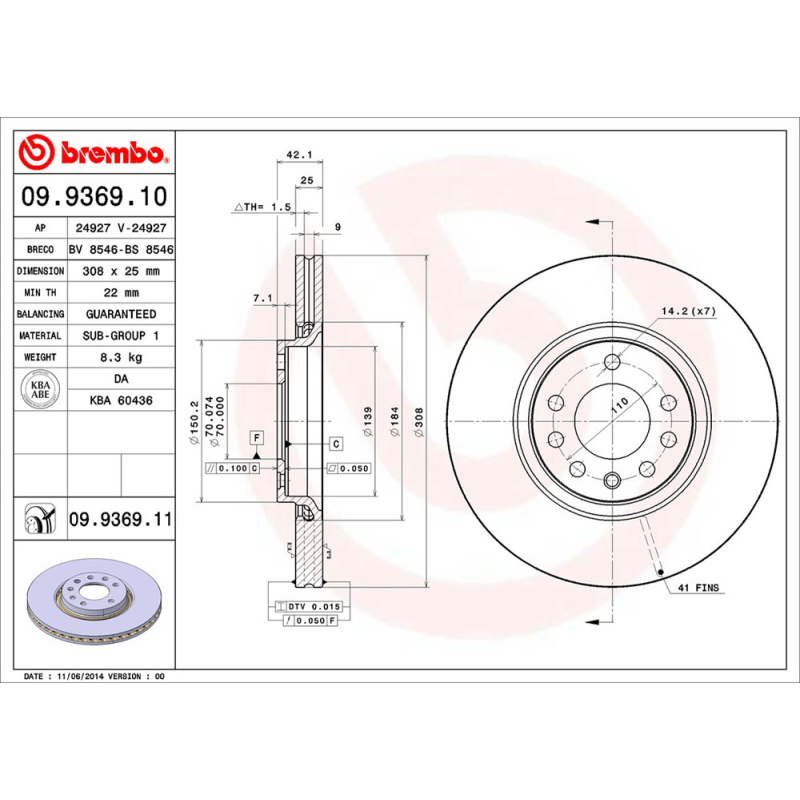 Disco freno asse anteriore - BREMBO