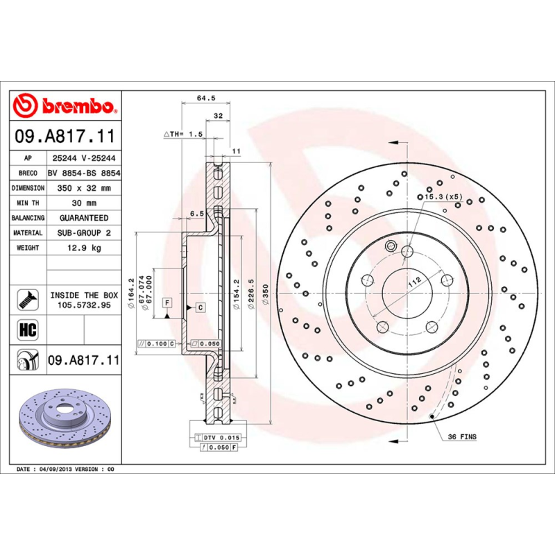 Disco freno asse anteriore - BREMBO