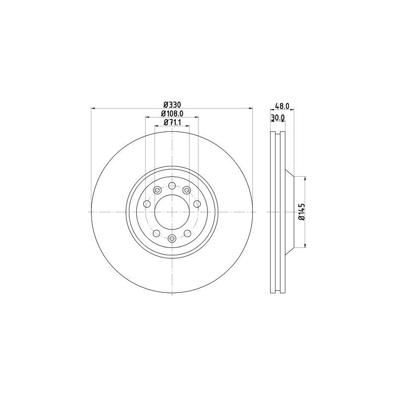 Disco freno asse anteriore - HELLA BRAKE