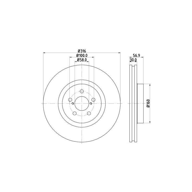 Disco freno asse anteriore - HELLA BRAKE