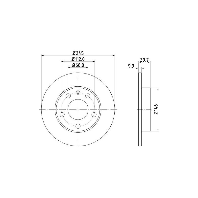 Disco freno asse posteriore - HELLA BRAKE
