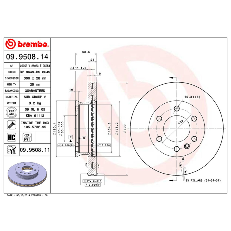 Disco freno asse anteriore - BREMBO