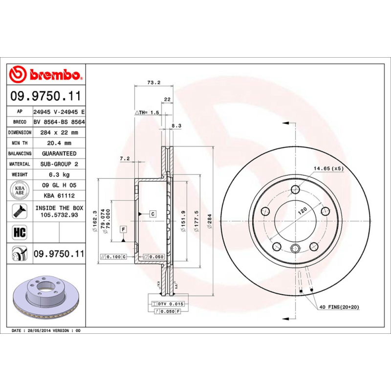 Disco freno asse anteriore - BREMBO