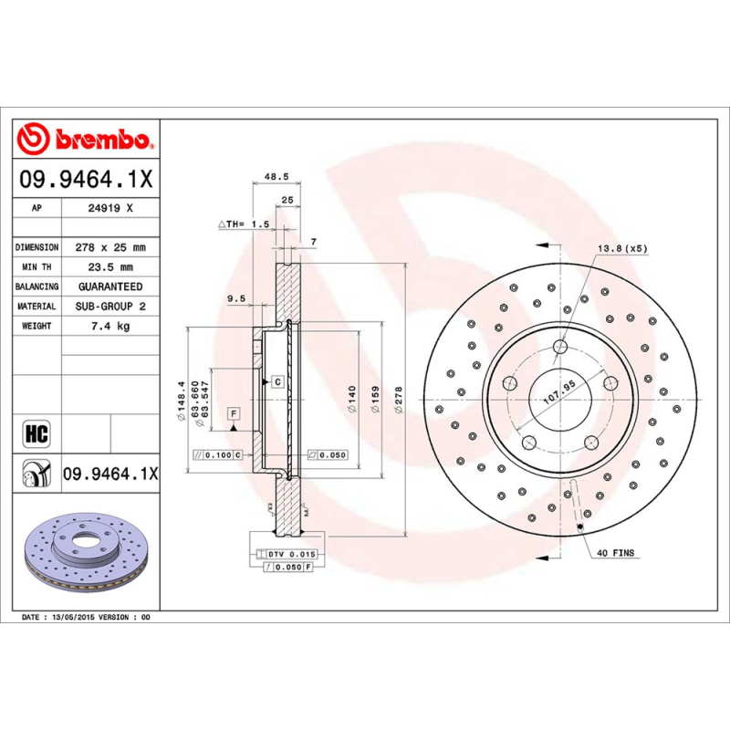 Disco freno asse anteriore - BREMBO