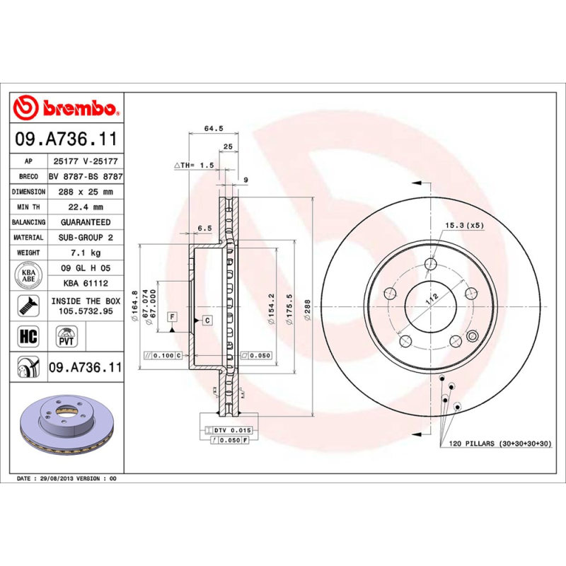 Disco freno asse anteriore - BREMBO