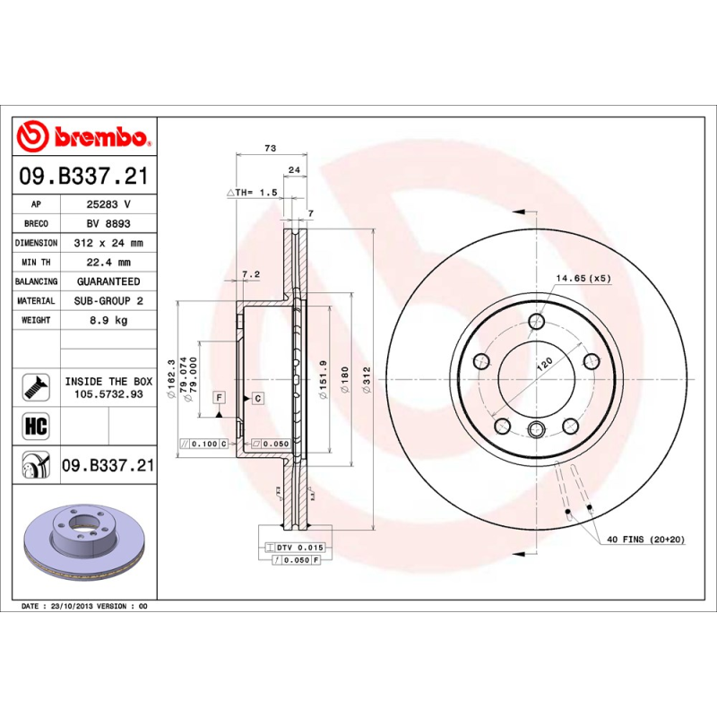 Disco freno asse anteriore - BREMBO