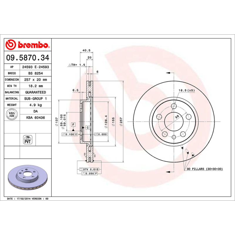 Disco freno asse anteriore - BREMBO