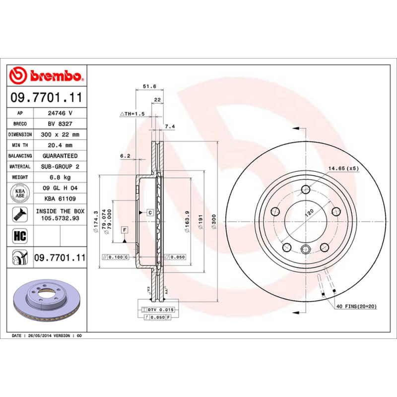 Disco freno asse anteriore - BREMBO