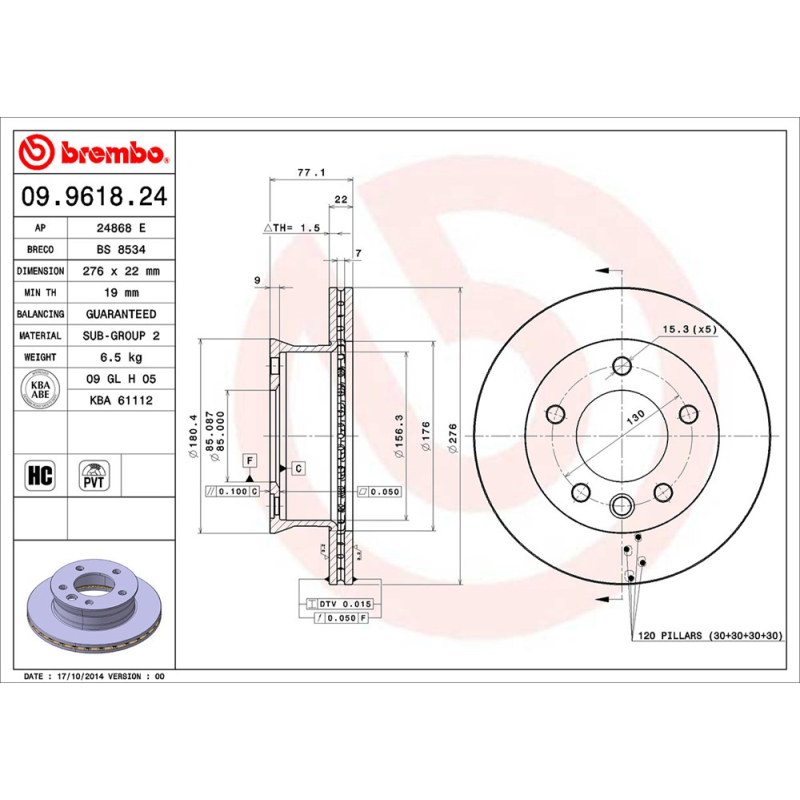 Disco freno asse anteriore - BREMBO