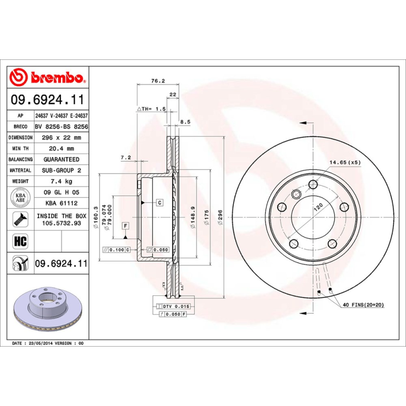 Disco freno asse anteriore - BREMBO